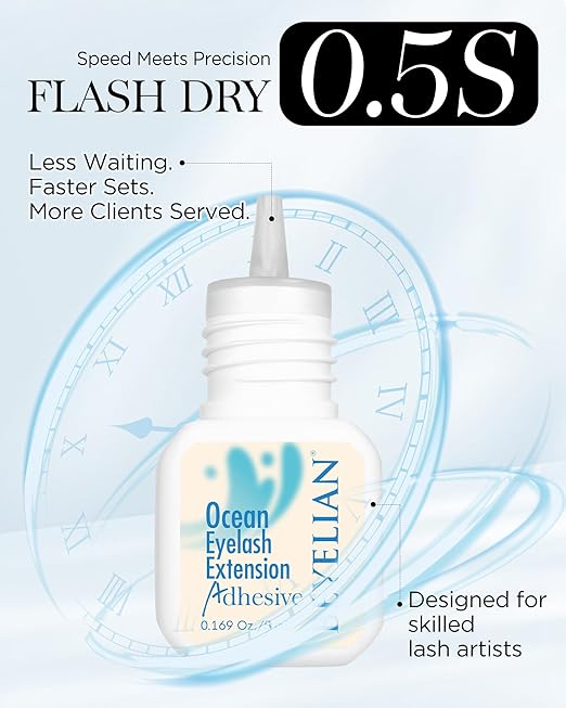BEYELIAN Blue Eyelash Extension Glue 0.17fl.oz/5ml / 0.5Sec Drying Time/Retention – 7-8 Weeks/Blue Adhesive/Professional Hypoallergenic Formaldehyde-Free Lash Extension Glue Supplies