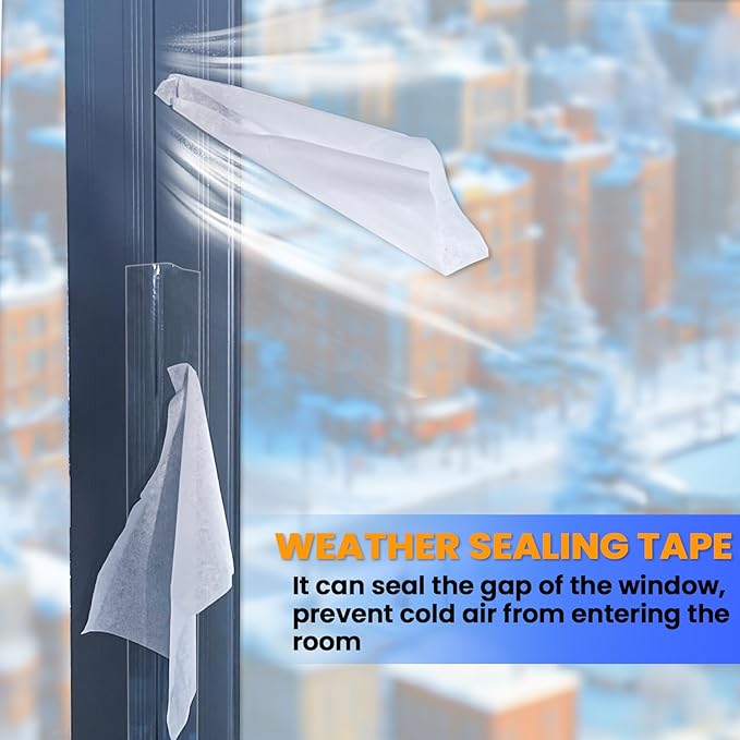 Transparent Window Weather Sealing Tape 2 Inch x 33 FT Clear Window Insulation Sealing Tape No Residue Sealing Film Tape