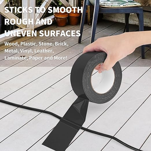 Black Duct Tape Heavy Duty Waterproof, 40 Yards X 2 Inch, 9 Mils Thickness Strong Adhesive Sticky, No Residue, Easy Tear by Hand for Home Repairs Indoor Outdoor Crafts Packing HVAC and Construction