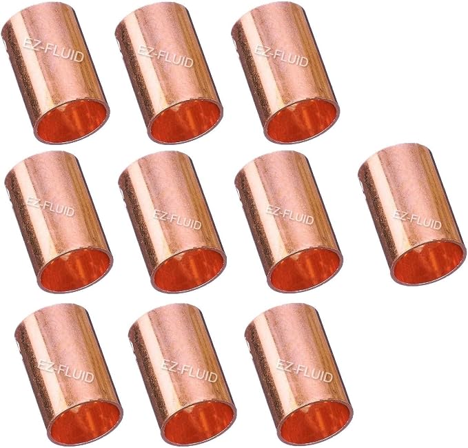 (10pcs) EZ-FLUID Plumbing 3/4" C X C LF Copper Slip Coupling Pressure Copper Fitting Without Stop,Sweat Solder Connection for Residential,Commercial