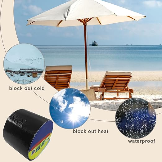Waterproof Repair Tape, UV-Proof Multi-Surface Instant Seal Patch Repair for RV Awning, Boat Cover, Tent, Tarp & Canvas (3 Inch x 24.6FT, Black)