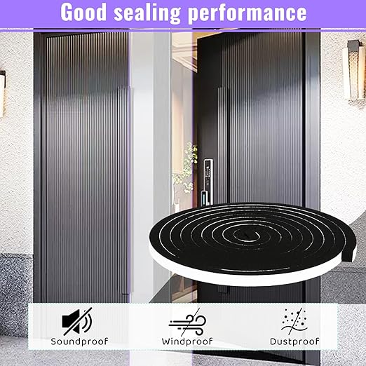 High Density Foam Tape - 1/4'' x 1/4'' x 13Ft Weatherproof Adhesive Prevent Condensation Heat Resistant Flame Retardant Weather Stripping Easy to Cut & Install & Remove for Car Doors Pipes Windows