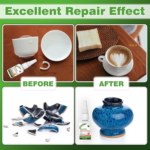 20g Ceramic Glue, Instant Ceramic Super Glue for Porcelain and Pottery Repair, Fast Drying | Heat Resistant | Waterproof Strong Adhesive for Bonding Ceramic, Dishes, Tiles, DIY Crafts