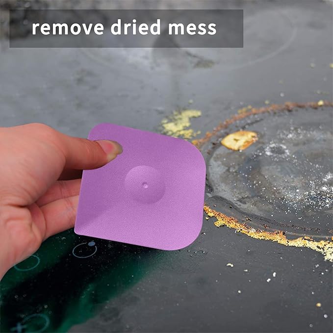 Herda Pan Scraper Pot Scraper Plastic Kitchen Scraper Tool, 5pcs Food Scraper Dish Scraper Hard Nylon Platic Cleaning Scraper Tool for Kitchen Pan, Pot, Cast Iron (Purple)
