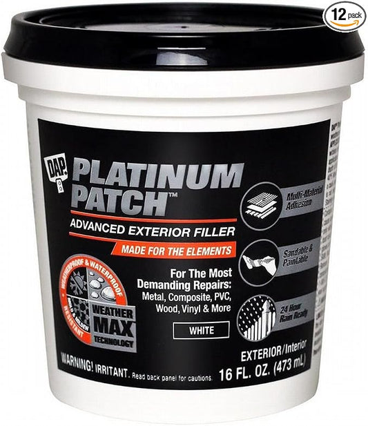 DAP Weatherproof Patching Compound, White, 16 Oz (7079818740) (Pack of 4)