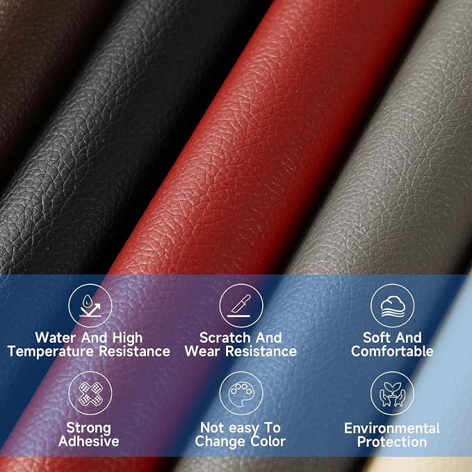 Leather Repair Patch, Self Adhesive Leather Repair, Large Leather Repair Tape for Sofa, Car Seats, Furniture, Cabinets, Chairs, Handbags （Grey, 16X79 inch)