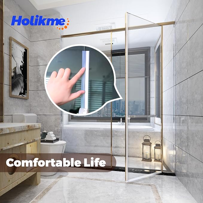 Holikme Door Draft Stopper, Weather Stripping Door Seal, Transparent, 33FT | Flexible Under Door Seal, Window Draft Blocker, Blocks Cold Air Heat Loss, Waterproof, 1.8"W, For Doors Windows Shower Doors