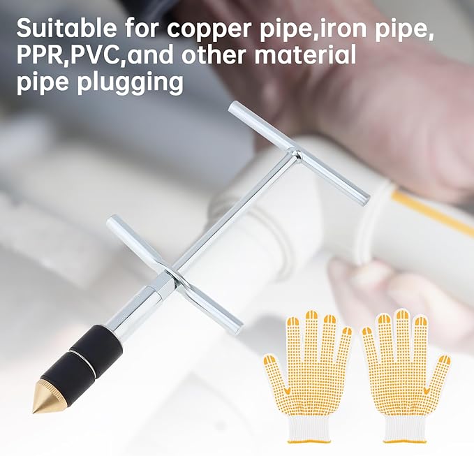 Pipe Water Stopper Kit Stainless Steel Pipe Water Stop Needle Home Improvement for Fast Water Line Pipe Repairs Plumbing Hot Melt Pin Jet Sweat Plumbing Kit Tool with Glove