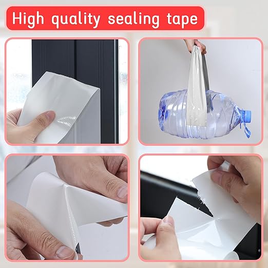 Birllaid White Window Sealing Tape, Window AC Tape, 3 Inch x 65 FT Waterproof Blocker for Cold Heat Air, Windproof, No Residue Strong adheisve