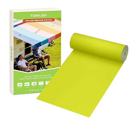 TIANLDD 4x78in Waterproof Repair Tape for Boat Covers,Tents,Tarp,RV Awning，Fabric Repair Tape(Yellow)