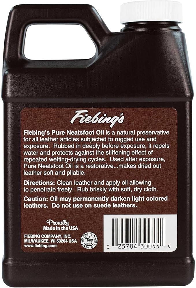 Fiebing's 100% Pure Neatsfoot Oil 16 oz - Leather Conditioner & Preservative with All Natural Animal Oil - Waterproof, Soften, Restore, & Strengthen Leathercraft Shoe, Boot, Belt, Saddle, Couch, Purse