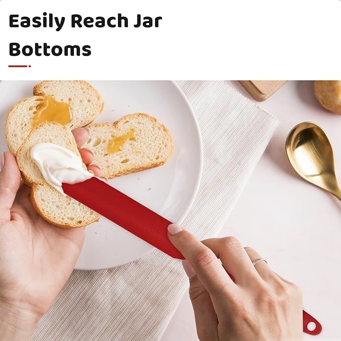 Silicone Jar Scraper with Long Handle, Jam Spreader for Peanut Butter, Kitchen Spatula for Baking and Cake Icing