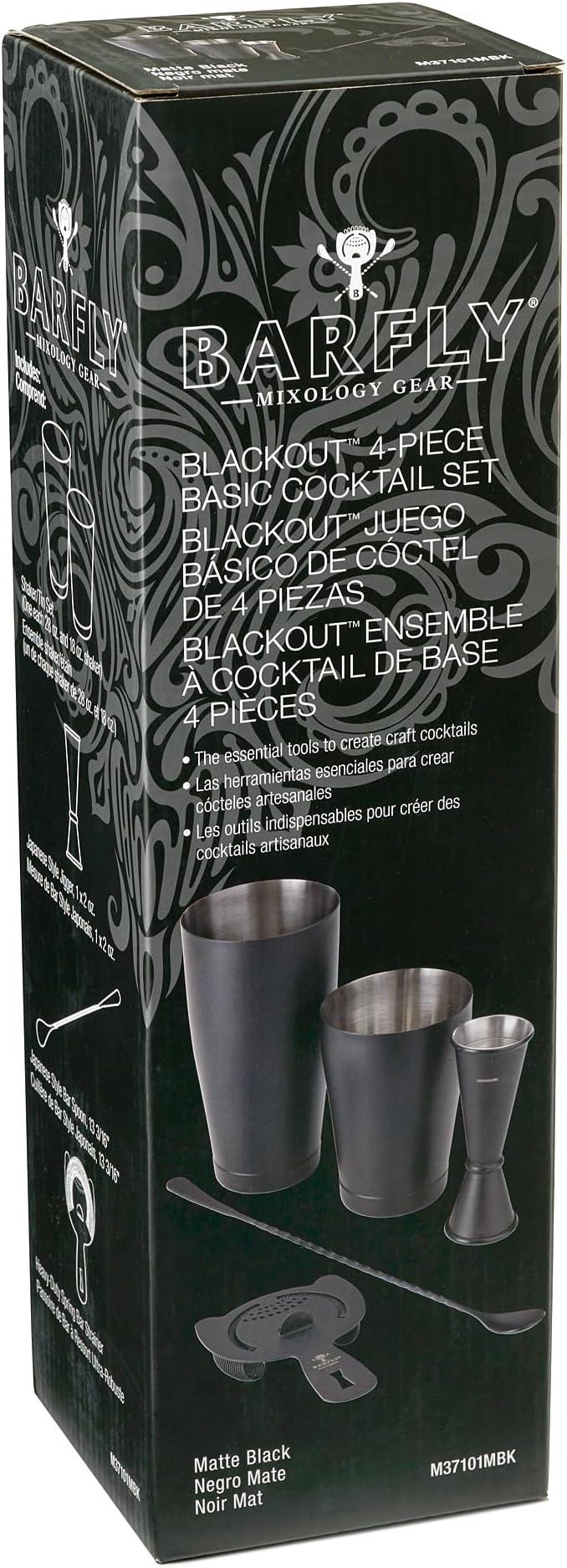 Barfly M37101 Basics Cocktail Set, 5-Piece, Matte Black