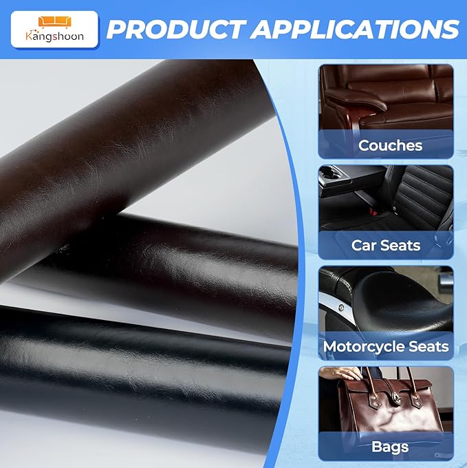 Leather Repair Patches, 17X158 Inch Self-Adhesive Leather Repair Tape, Stretch Vinyl Repair Kit for Couch Furniture Sofas Car Seats (Black, 17X158 Inch)