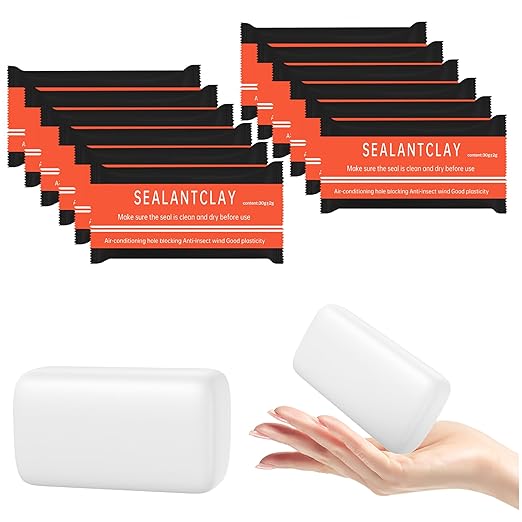 12 Pcs White Seal Putty,Waterproof Duct Seal Repair Sealing Clay & Moldable Silicone Putty,Ideal for Sealing Drain Connections, Wall Holes, and Air Conditioning Openings, Reliable and Efficient.