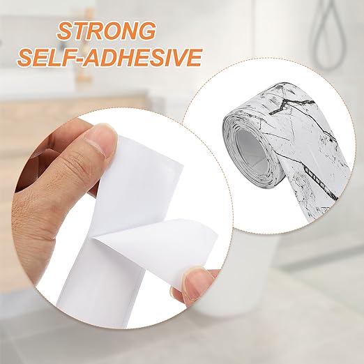 PATIKIL Caulk Tape Waterproof Self Adhesive, PVC Toilet Caulking Sealant Strip Bathtub Caulk Sealing Strip Tape for Bathroom Kitchen Countertop, Ink Stone Pattern (1.5 Inch x 5 Ft)