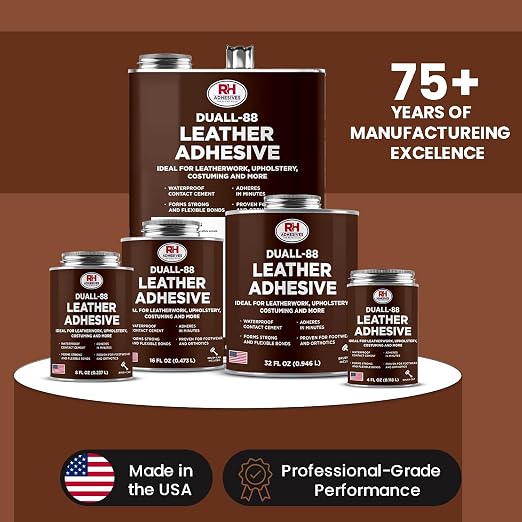 Duall-88 Leather Adhesive, 8 oz. can - Leather Repair Glue, Crafting, DIY, Upholstery, Waterproof, Heat Resistant, Flexible, Long Lasting, High Strength, RH Adhesives