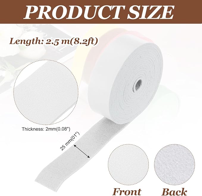 MECCANIXITY Faux Leather Strap, 1" Width x 98" Long Grained Leather Belt Strip Trim Roll for DIY Craft Projects, Pet Collars, Traction Ropes, Bag Straps, Hobby Workshop (White)