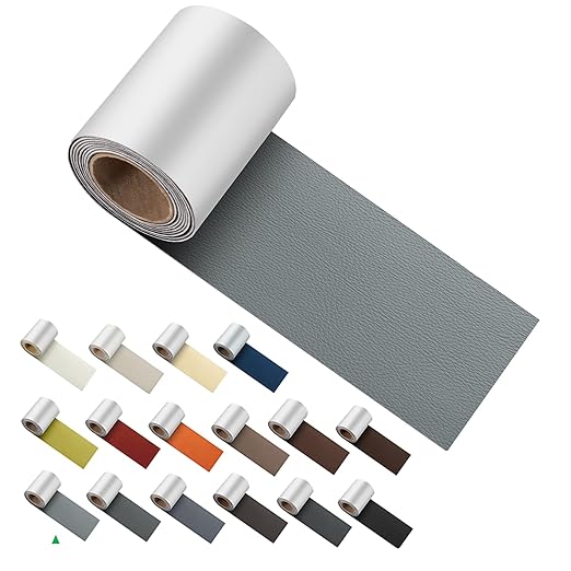 ILOFRI Leather Patch Tape, Vinyl Repair Kit 3 x 60 Inches Leather Repair Patch for Furniture, Couch, Sofas, Car Seats, Office Chairs, Interior - Light Gray