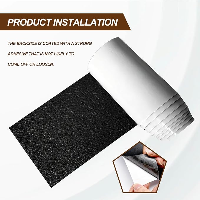 Leather Repair Patch Tape Black 4 x 63 Inches Self Adhesive Leather Repair Kit for Excellent Adhesion Leather Repair Patch Self Adhesive for Car Seat, Motorcycle Seat, Automobile Parts