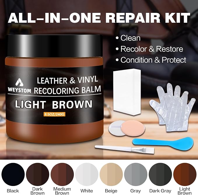 Leather Recoloring Balm, Color Restorer Conditioner, Leather Dye for Furniture, Couch Paint and Repair, Scratch Remover, Leather Color for Couches, Leather Repair Kits