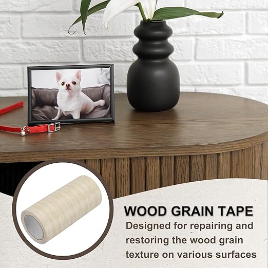 PATIKIL Wood Grain Tape 3.9" x 15 Ft, Self-Adhesive Wood Texture Repair Tape Realistic Wood Effect Contact Paper Patch for Furniture Cabinets Floor Walls Home Decoration, Light Yellow Oak