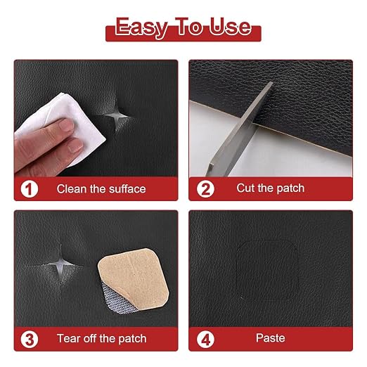 Self Adhesive Leather Repair Tape, 7.87 × 47.24 inch Leather Repair Suitable for Repairing Sofas Seats Leather Bags (Dark Brown)