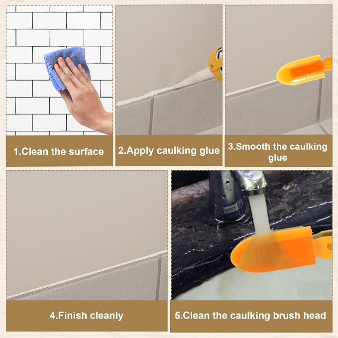 5pcs Caulking Tool, Reusable Sealant Spatula Spreader 3 Sizes Grout Caulk Finishing Tool Multifunctional Caulking Remover/Smoothing Applicator for Tiles Brick Kitchen Bathroom