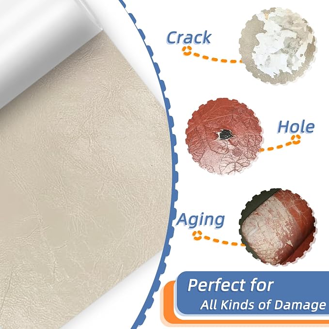 Self Adhesive Faux Leather Repair Patch,1Roll 15x78 Inch Leather Repair Tape for Furniture,Couch Tape for Couches,Bed,Car Seats,Chair,White