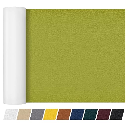 Leather Repair Patch Tape 16×55 inch Furniture Leather Strong Self Adhesive Tape for Sofas Couch Car Seats Cabinets Bags Anti Scratch Patches First Aid Patch Fixing Leather Yellow Green