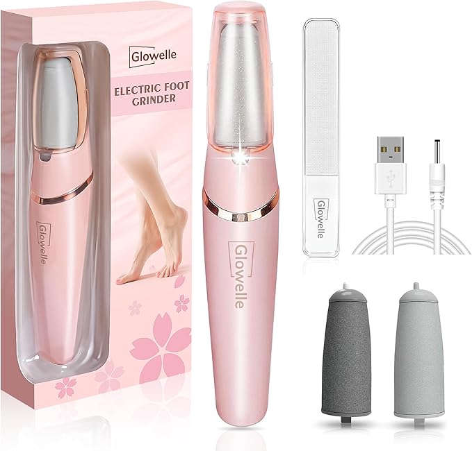 Glowelle Electric Foot Callus Remover, Electric Callus Remover for Foot, Rechargeable Portable Pedicure Tool Kit, Smooth Foot File Tools for Dead Hard Cracked Dry Skin, Foot Care for Women,Men Gift