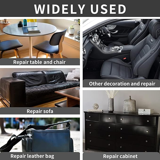 Leather Repair Patch, 17X79 Inch Self Adhesive Leather Repair, Large Vinyl Patch Tape for Couches, Furniture, Car Seats, Cabinets, Wall, Handbags （Black, 17X79 Inch）