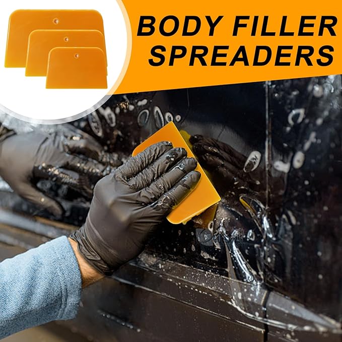 Body Filler Spreaders, Plastic Spreader,4, 5, 6 Inch Reusable Automotive Body Fillers Hard for Applying Fillers, Putties, Glazes, Caulks and Paint (3)