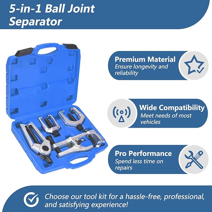 Splitter Removal Kit, Pitman Arm Puller, 5-in-1 Ball Joint Separator, Tie Rod End Removal Tool Set for Front End Service(Blue)