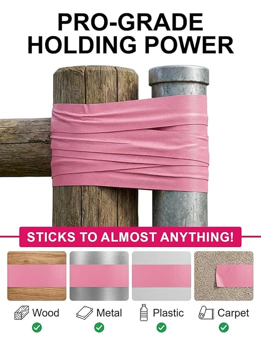 Pink Duct Tape Heavy Duty - 2 Inches x 30 Yards Pro-Grade Cloth Fabric Tape, Waterproof & No Residue, Multi-Use Flexible Adhesive Tape for Crafts, DIY, Repairs, Indoor & Outdoor - 1 Roll
