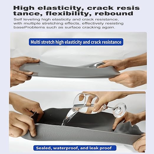 Concrete Crack Filler and Sealant, Quick Drying High Elasticity Cement Crack Filler, Waterproof Repair, Self-Leveling Concrete Slab Repair for Driveway, Patio (Black, 17.64 OZ)