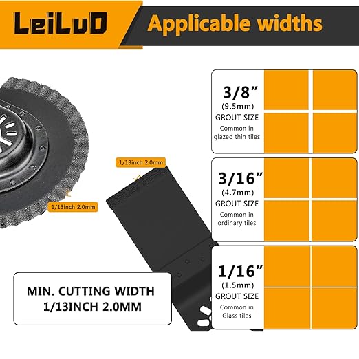 LEILUO 3 Pcs 80MM Carbide Multitool Blades for Grout Removal Universal Oscillating Tool Accessories with Storage Bag Compatible with DeWalt Dremel Milwaukee Makita and More