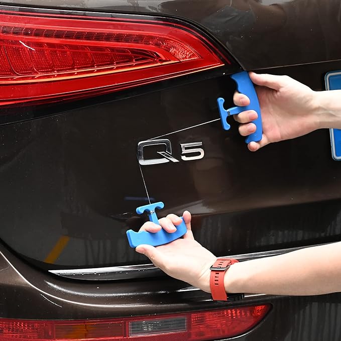 NEWISHTOOL PlateLine Remover Car Emblem Removal Tool with 5PCS 60CM PE Cord for Easily Remove Vehicle Logos, Nameplates, Badges and Paste Signs Plates, Plastic Ergonomic Shape Aid Vinyl Wrap Tools