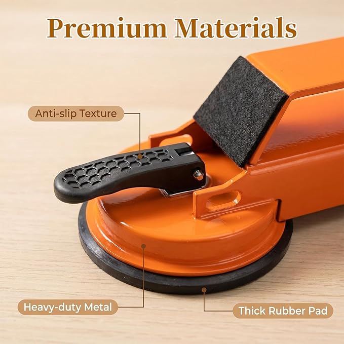 Floor Gap Fixer Tool 2026 New Heavy Duty Floor Gap Repair Tool with Enhanced Suction Cup & Mallet and 5pcs Sticky Pads for Laminate Vinyl Wood Tile Flooring (Orange)