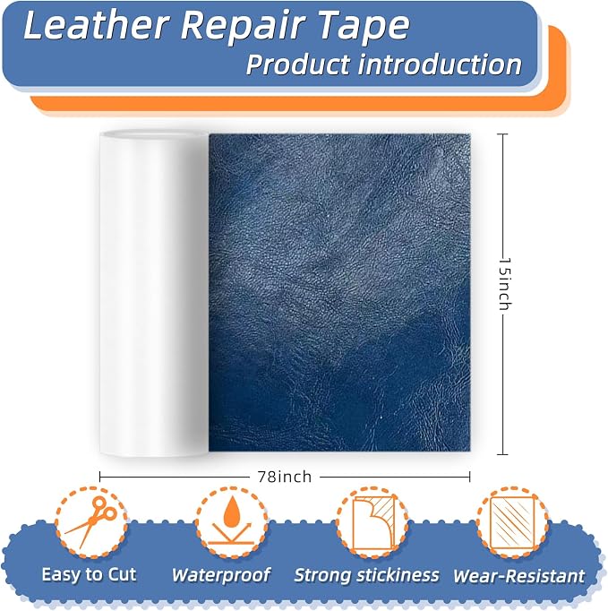 Self Adhesive Faux Leather Repair Patch,1Roll 15x78 Inch Leather Repair Tape for Furniture,Couch Tape for Couches,Bed,Car Seats,Chair,Royal Blue