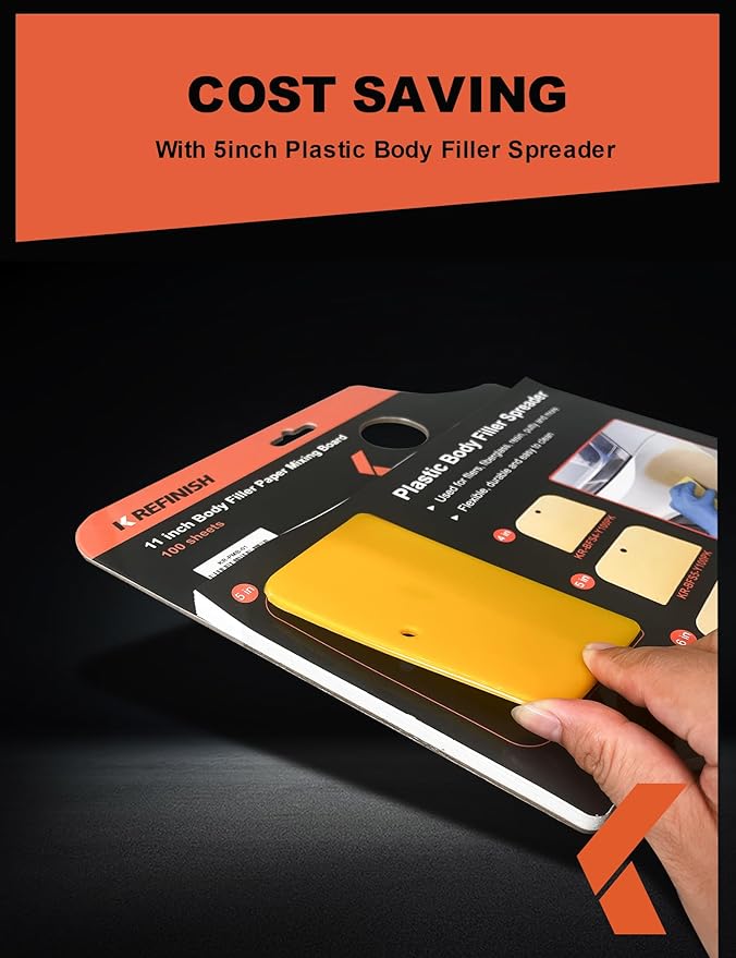 KREFINISH Body Filler Mixing Board Disposable Paper Mixing Board Sheets, Superior Mixing Pad for Contamination Free Body Filler Mixing, 100Pcs Solvent Resistant Tear-Off Quick-Mixing Papers