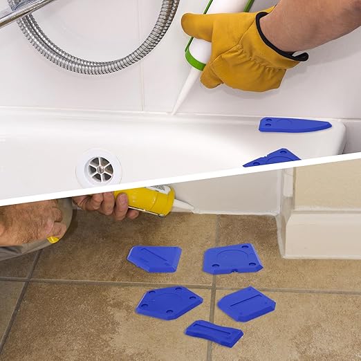 8pcs Silicone Caulking Tool, Professional Sealant Finishing Grout Tool with Multiple Shape Scraper & Caulk Remover for Kitchen Bathroom Floor Window & Sink