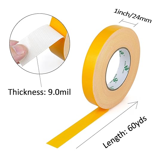 BOMEI PACK Yellow Duct Tape 1inch, Heavy Duty Strong Waterproof Industrial Color Duct Tape 9.0mil x 60yds for Packing and Repairing