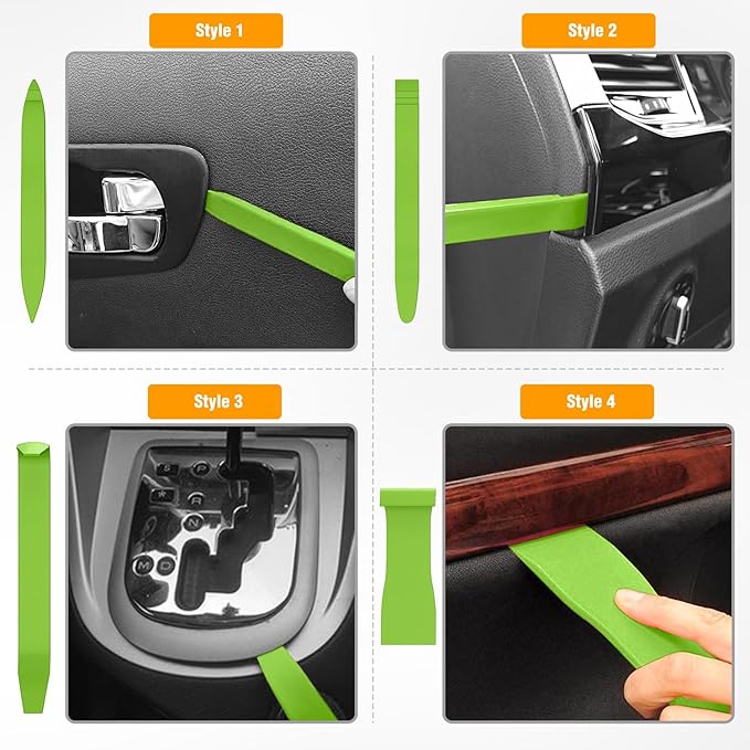 GOOACC 8PCS Auto Trim Removal Tool Kit No-Scratch Removal Tool Kit for Car Audio Dash Panel Window Molding Fastener Remover Tool Kit-Green