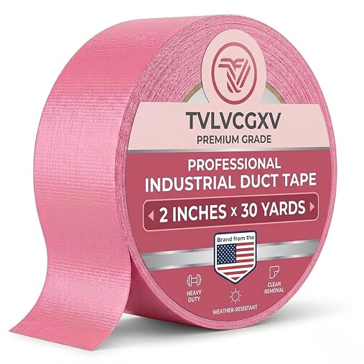 Pink Duct Tape Heavy Duty - 2 Inches x 30 Yards Pro-Grade Cloth Fabric Tape, Waterproof & No Residue, Multi-Use Flexible Adhesive Tape for Crafts, DIY, Repairs, Indoor & Outdoor - 1 Roll
