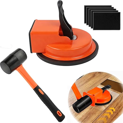 Heavy Duty Laminate Floor Suction Cup Repair Tool, for Laminate, Wood, Tile, Vinyl Floor Gap Repair Tool Close Unsightly Seams Designed for DIY Enthusiasts (with a Hammer Attached)