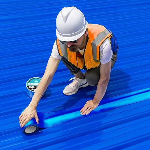 RV Roof Tape Blue 4" x 33ft, Upgraded Butyl Sealant Tape Heavy Duty Joist Tape for Decking, Waterproof Tape for Metal Roof Patch, Pool Cover & Window Leak Sealing, Boat Repair