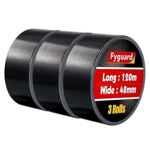 3 Pack Black Duct Tape 1.89In × 132Yd Total Heavy Duty Waterproof Tape, 8.26Mil Adhesive Repair Duct Tape for Indoor Outdoor Repair Fixation Reinforcement