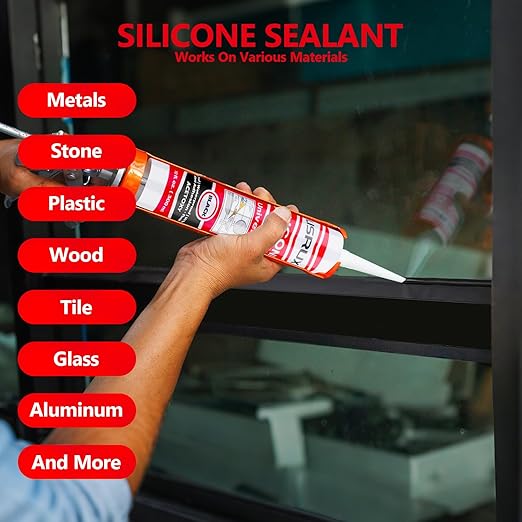 LISRUX Advanced Black Silicone Caulk for Kitchen & Bathroom,10 fl oz Cartridge,12 Pack, Cartridge,100% Waterproof RTV Silicone Sealant,Stronger Adhesion,Shrink & Crack Proof