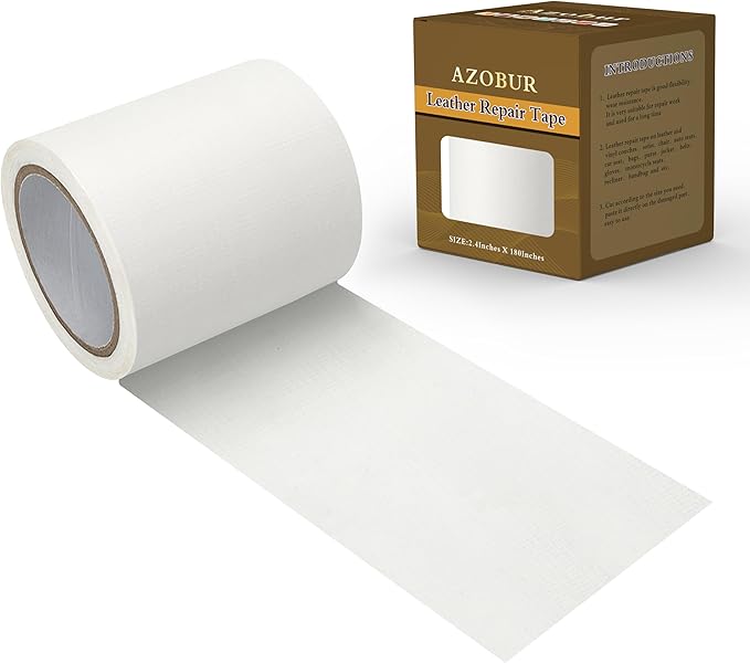 Leather Repair Tape Patch Leather Adhesive for Sofas, Car Seats, Handbags, Jackets,First Aid Patch 2.4" X15' (White Leather)